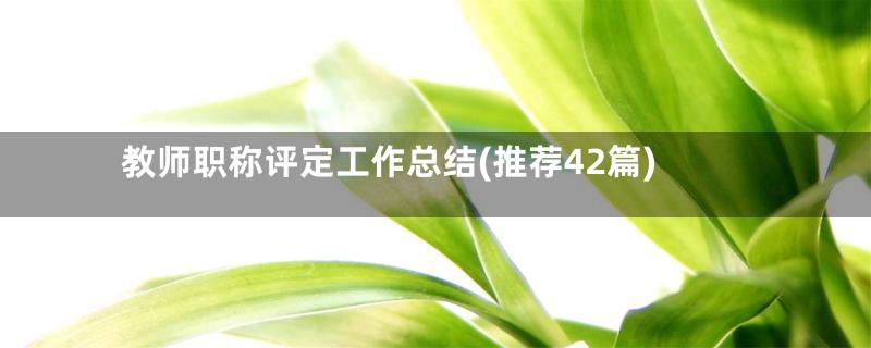 教师职称评定工作总结(推荐42篇)
