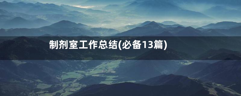 制剂室工作总结(必备13篇)