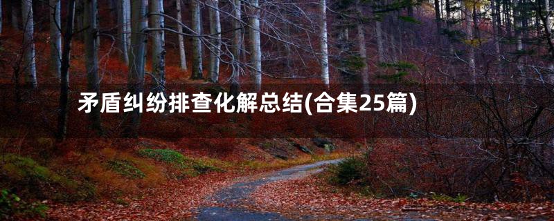 矛盾纠纷排查化解总结(合集25篇)
