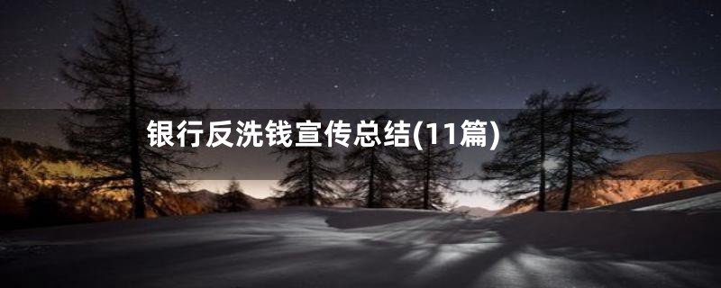 银行反洗钱宣传总结(11篇)