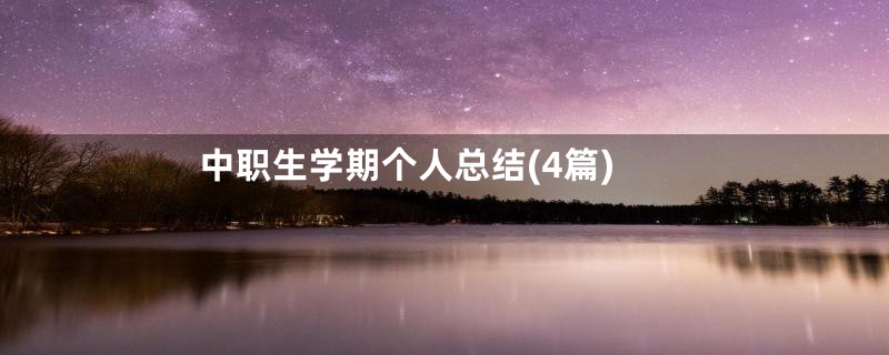 中职生学期个人总结(4篇)