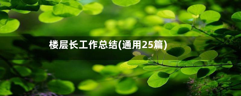 楼层长工作总结(通用25篇)
