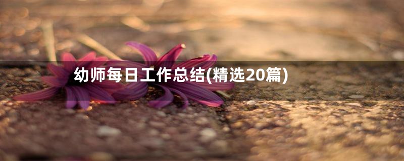 幼师每日工作总结(精选20篇)
