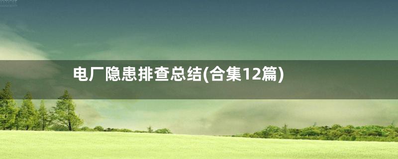 电厂隐患排查总结(合集12篇)