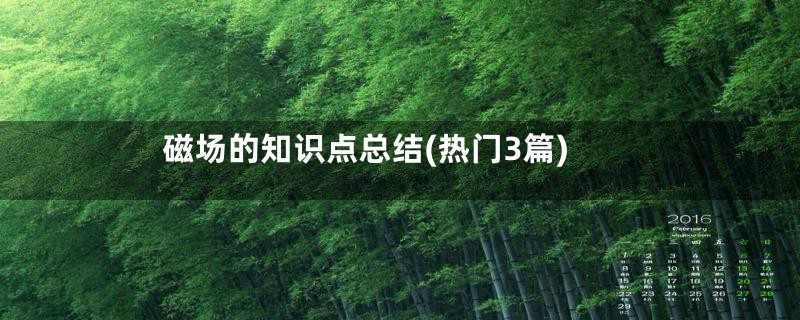 磁场的知识点总结(热门3篇)
