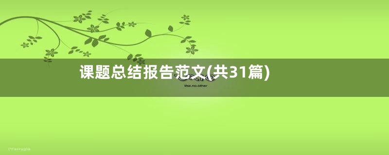 课题总结报告范文(共31篇)