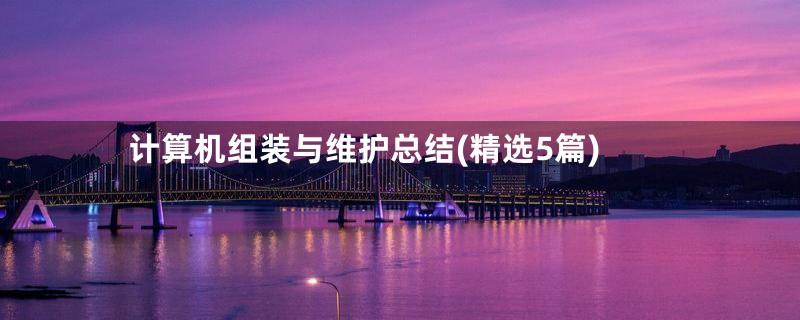 计算机组装与维护总结(精选5篇)