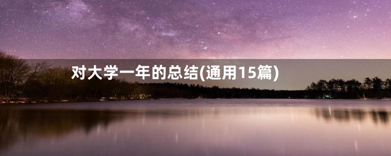 对大学一年的总结(通用15篇)