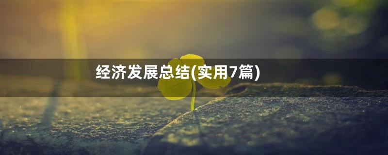 经济发展总结(实用7篇)