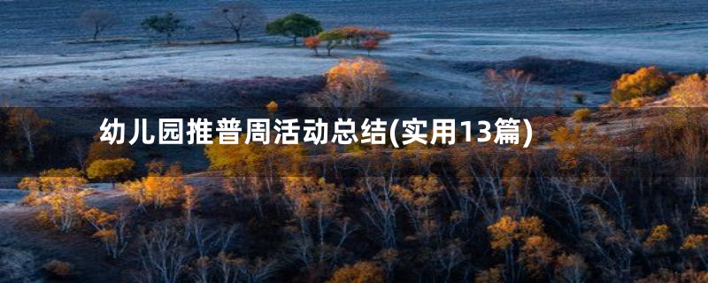 幼儿园推普周活动总结(实用13篇)