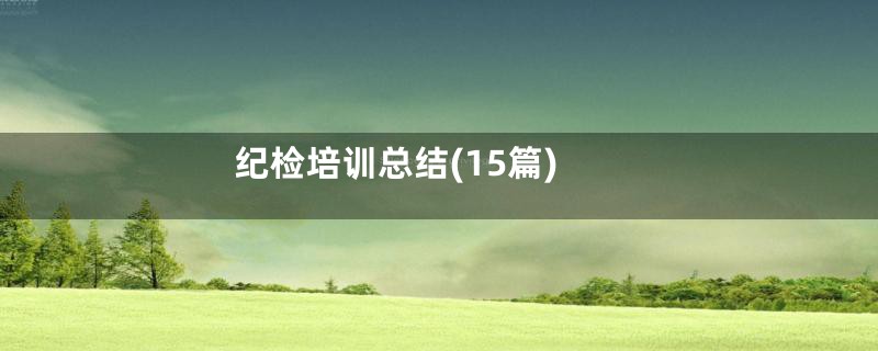 纪检培训总结(15篇)