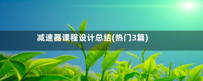 减速器课程设计总结(热门3篇)