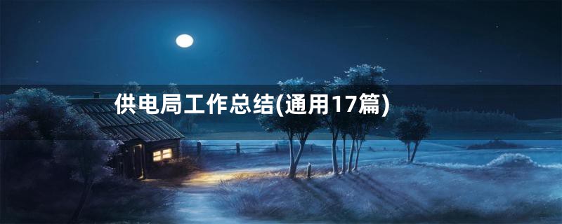 供电局工作总结(通用17篇)