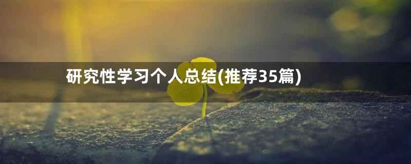 研究性学习个人总结(推荐35篇)