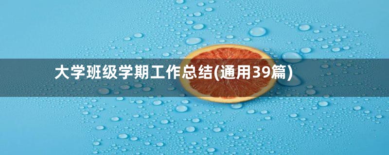 大学班级学期工作总结(通用39篇)