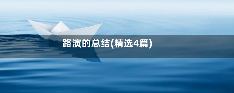 路演的总结(精选4篇)