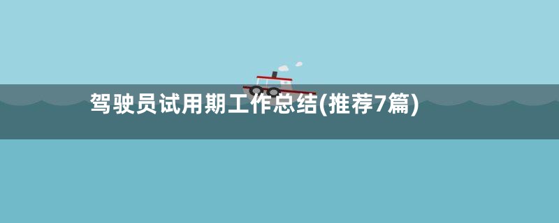 驾驶员试用期工作总结(推荐7篇)