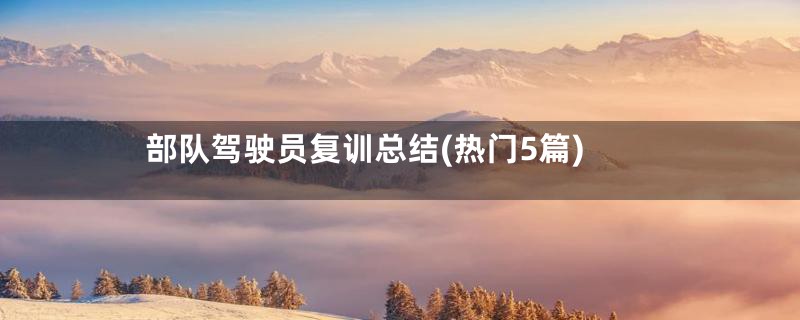 部队驾驶员复训总结(热门5篇)