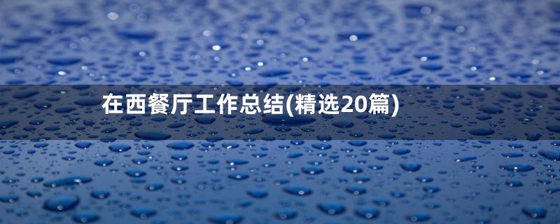 在西餐厅工作总结(精选20篇)