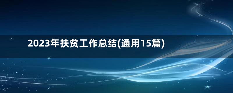 2023年扶贫工作总结(通用15篇)