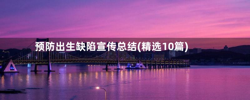 预防出生缺陷宣传总结(精选10篇)