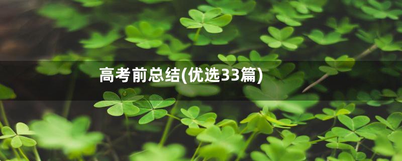 高考前总结(优选33篇)