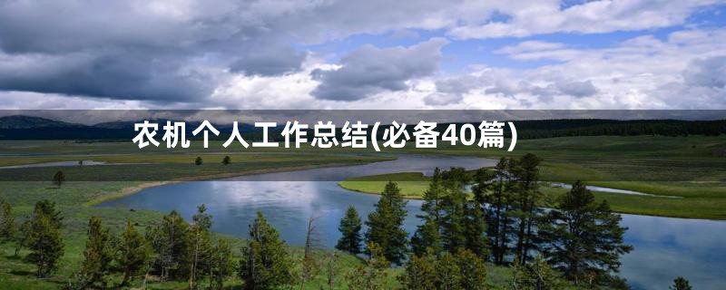 农机个人工作总结(必备40篇)