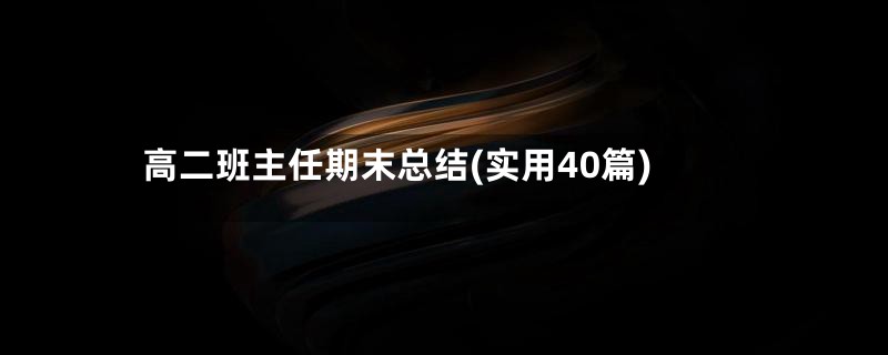 高二班主任期末总结(实用40篇)