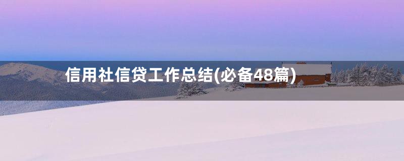 信用社信贷工作总结(必备48篇)