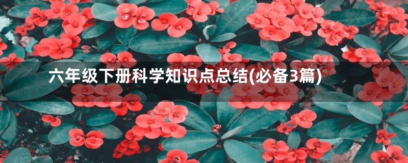 六年级下册科学知识点总结(必备3篇)