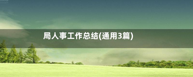 局人事工作总结(通用3篇)