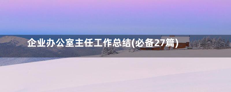 企业办公室主任工作总结(必备27篇)