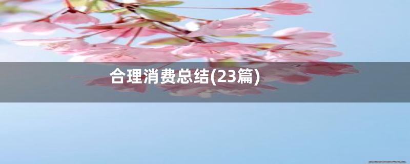 合理消费总结(23篇)