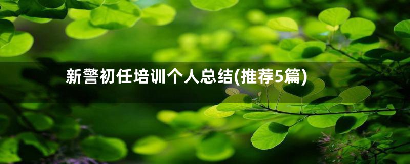 新警初任培训个人总结(推荐5篇)