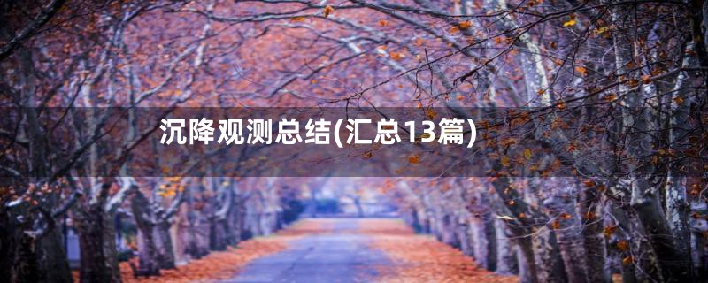 沉降观测总结(汇总13篇)
