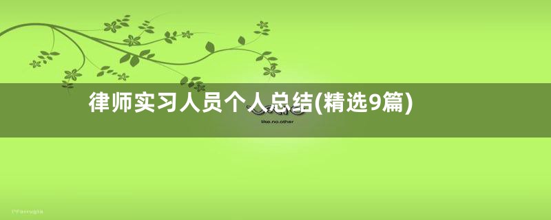 律师实习人员个人总结(精选9篇)