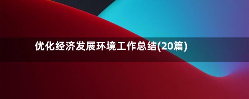 优化经济发展环境工作总结(20篇)