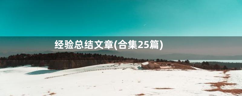 经验总结文章(合集25篇)