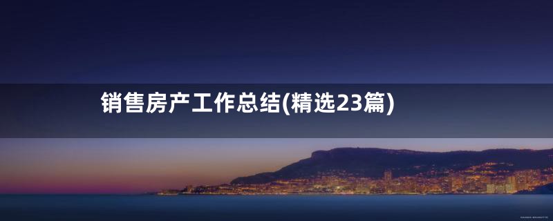 销售房产工作总结(精选23篇)