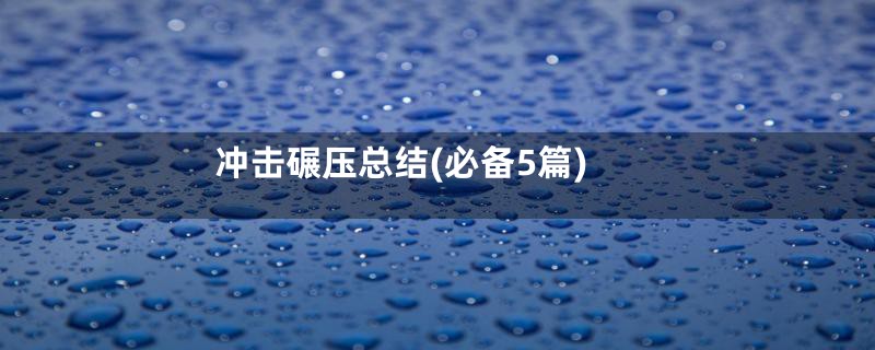 冲击碾压总结(必备5篇)