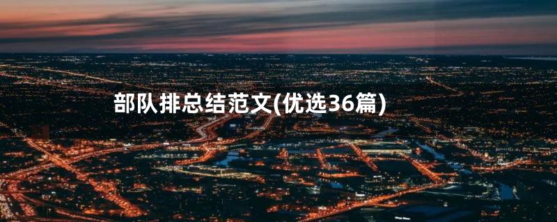 部队排总结范文(优选36篇)