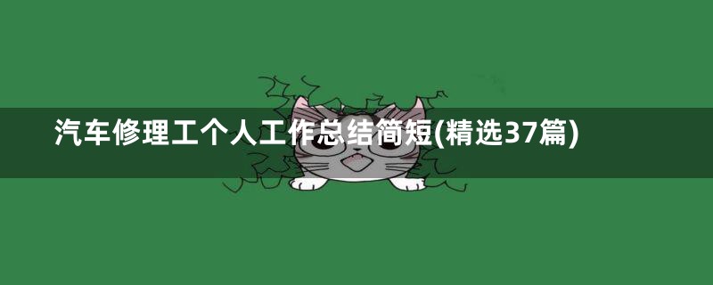 汽车修理工个人工作总结简短(精选37篇)
