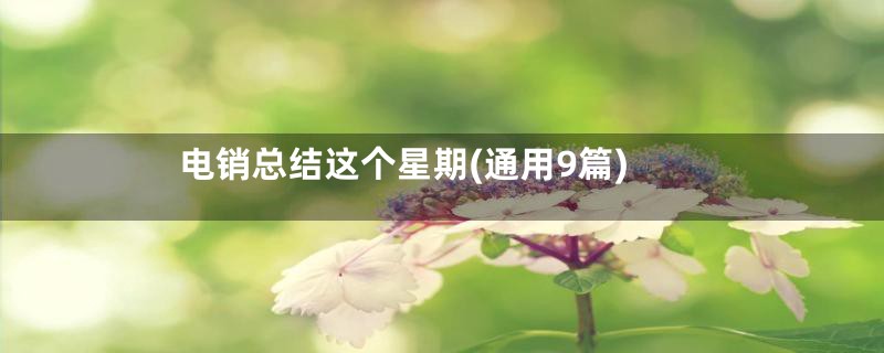电销总结这个星期(通用9篇)