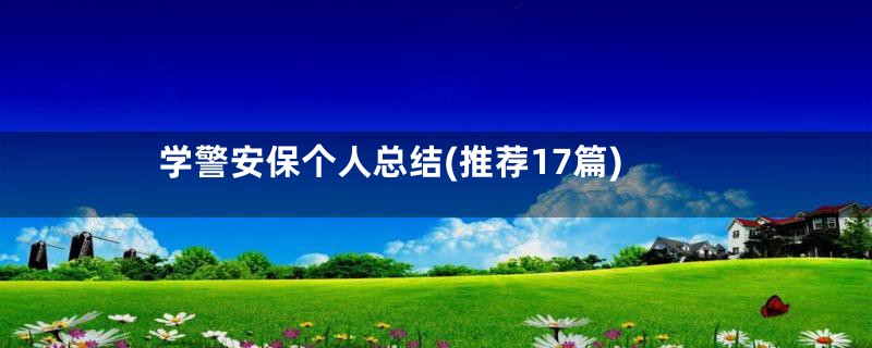 学警安保个人总结(推荐17篇)