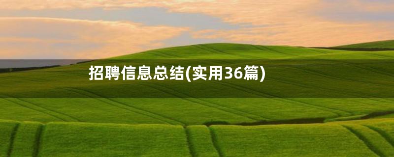 招聘信息总结(实用36篇)