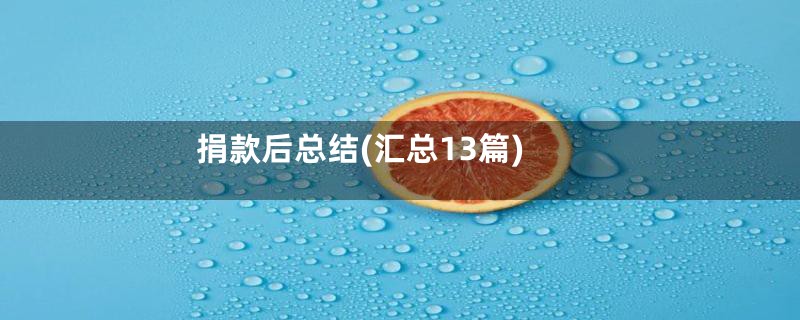 捐款后总结(汇总13篇)