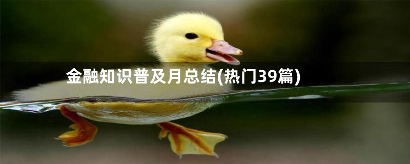 金融知识普及月总结(热门39篇)