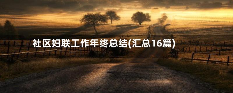 社区妇联工作年终总结(汇总16篇)