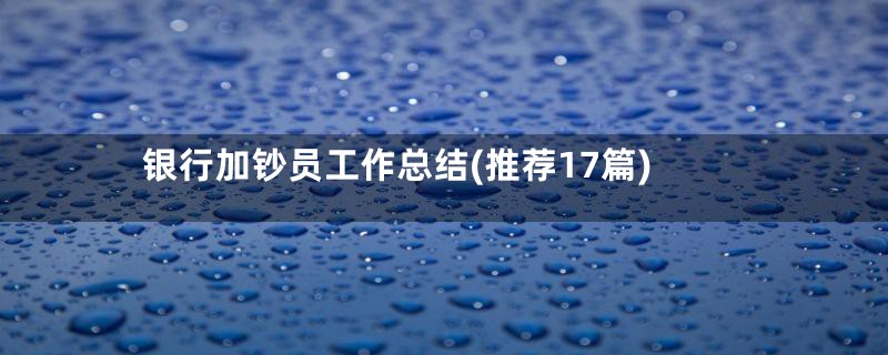 银行加钞员工作总结(推荐17篇)