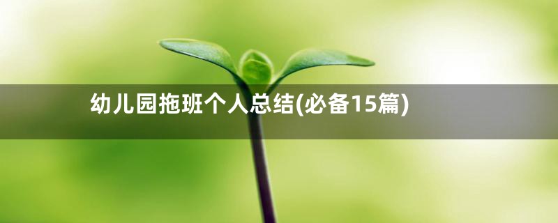 幼儿园拖班个人总结(必备15篇)